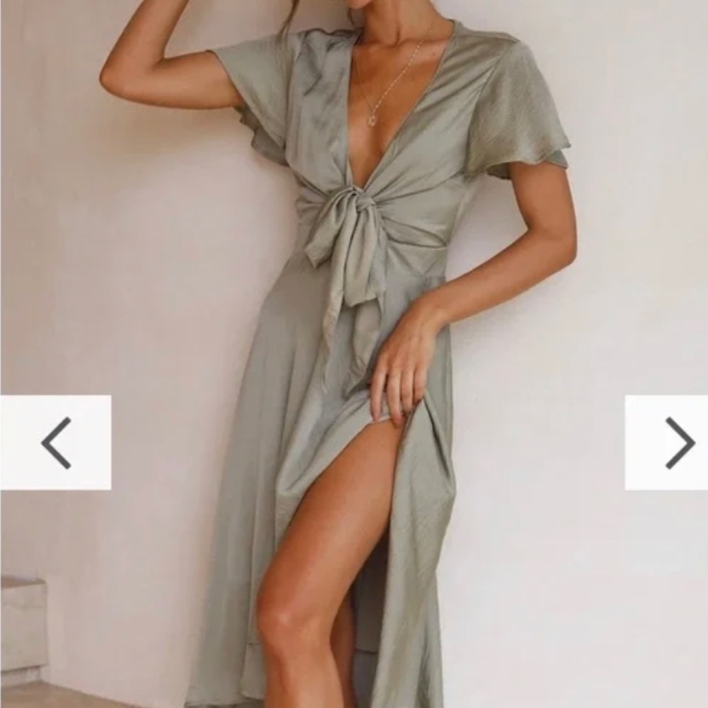 Billy J Sage Green Wrap Dress